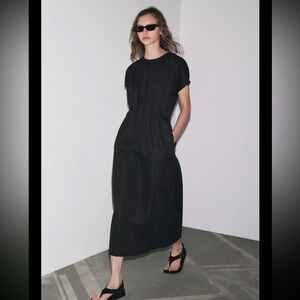 NWT: Zara Black Midi Dress in Sz: XL